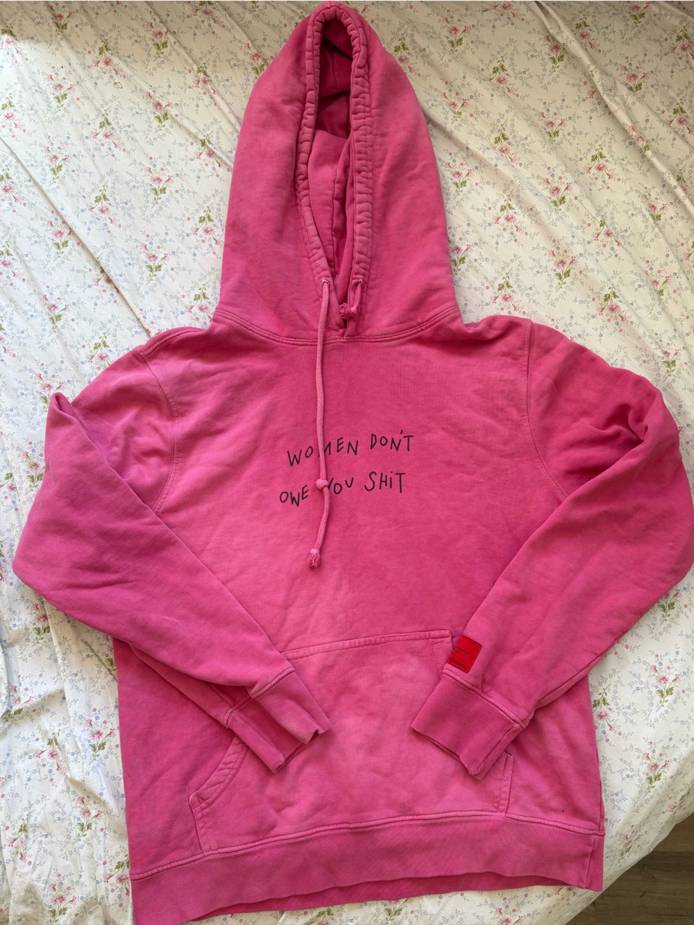 women don’t owe you shit pink hand dyed chnge sweatshirt